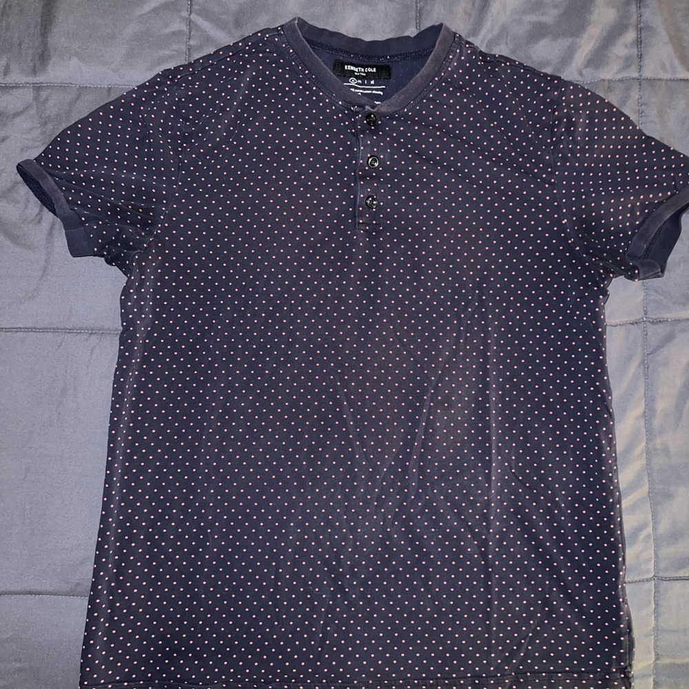 Kenneth Cole Dark Blue Polka Dot Short Sleeve Tee